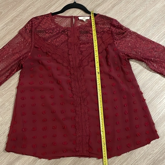 Entro Women Tunic Top Medium Red Swiss Dot Lace Shoulder Detail Button Preppy - Picture 13 of 14